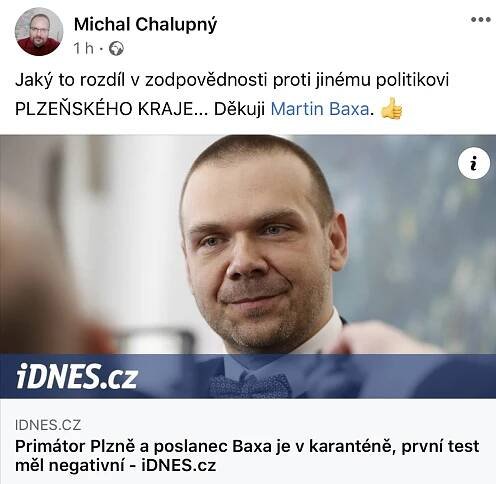 Chalupný pochválil primátora Baxu za zodpovědnost a rýpl si do Bernarda