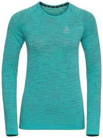 Dámské běžecká trička s dlouhým rukávem: Odlo Blackcomb Ceramicool T-Shirt Jaded/Space Dye XS Běžecké tričko s dlouhým rukávem