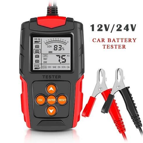 Tester 12V A 24V Baterií, Testovací Nástroj Analyzátoru Baterií Digitální Tester Pro Mokré/GEL/SLA/zaplavené/EFB/olovo-kyseliny/AGM