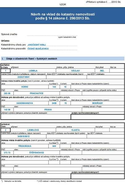 Návrh na vklad do katastru nemovitostí Vzor Formuláře 2024