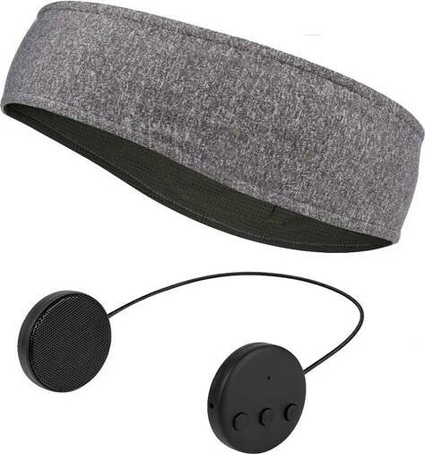 INF Sluchátka na spaní - Čelenka s Bluetooth sluchátky a mikrofonem Šedá