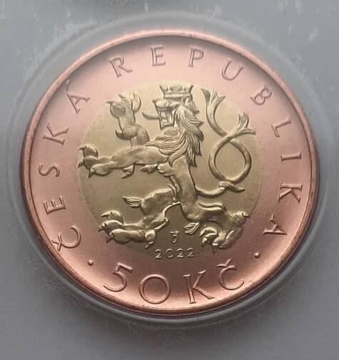 Mince 50 kč rok 2022 - velmi vzácná.Nízké ražba v tomto roce - Numismatika
