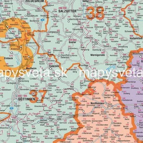 Nástenné mapy | Nemecko PSČ 97x137cm papier nástenná mapa bez líšt ...