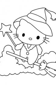 Omalovánka Hello Kitty předvečer Všech svatých - Omalovánky pro děti