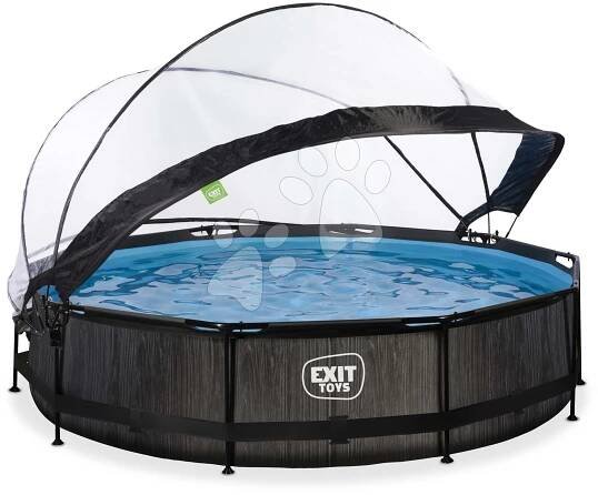 Kruhové bazény - Bazén s krytem a filtrací Black Wood pool Exit Toys - 1