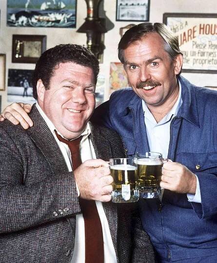 George Wendt as Norm Peterson, John Ratzenberger as Cliff Clavin on Cheers