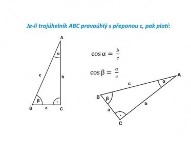 Je-li trojúhelník ABC pravoúhlý s přeponou c, pak platí: