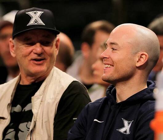 Luke Murray with his father, actor Bill Murray on March 10, 2016 at Madison Square Garden in New York City