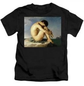 Young Male Nude Seated Beside The Sea, 1836 Kids T-Shirt