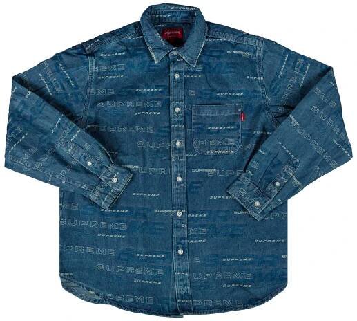 Košile Supreme Dimensions Logo Denim Shirt Modrá | FW19S3 BLUE, 1