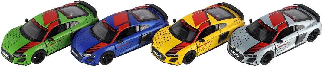 Teddies Auto Kinsmart 2020 Audi R8 Coupé 1:36 kov/plast 12,5cm 4 barvy na zpětné natažení
