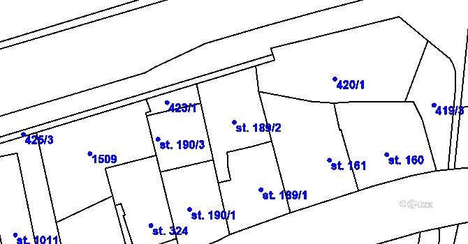 Parcela st. 189/2 v KÚ Prštné, Katastrální mapa