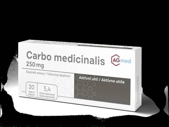 Carbo medicinalis aktivní uhlí 250mg 20 dávek