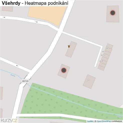 Mapa Všehrdy - Firmy v obci.