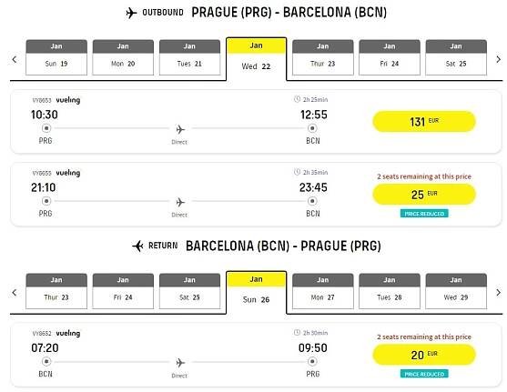 Akční BARCELONA z Prahy - Honzovy letenky