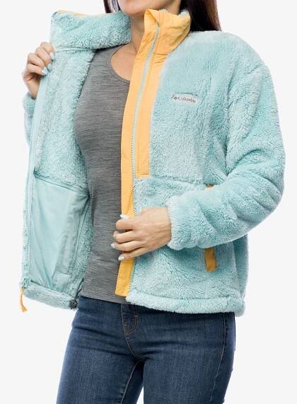 Fleecová mikina dámská Columbia Boundless Discovery Sherpa Full Zip - aqua haze/sunset peach