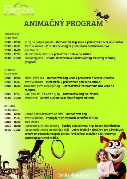 Animačný program počas letných prázdnin | Wellness Hotel PARTIZÁN ****