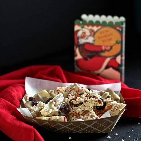 Peppermint Crunch Bark or a party in a pan. White chocolate, Peppermint Crunch candy peppermints & pretzels. Once you taste it, you'll want to celebrate. Simply Sated