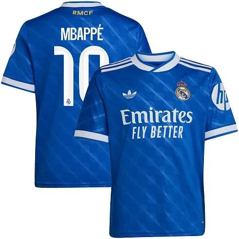 Real Madrid adidas Third Shirt 2025-26 - Kids with Mbappé 10 printing