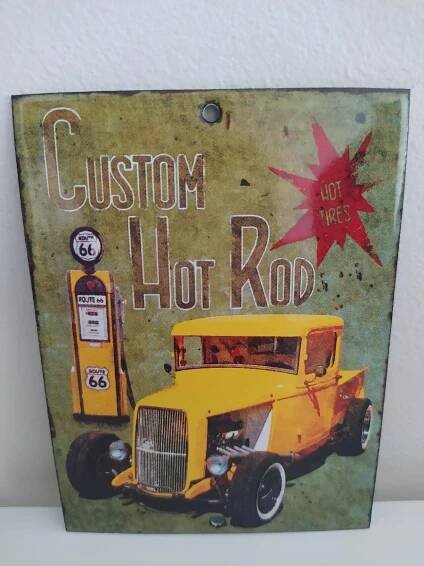 CUSTOM HOT ROD SMALTOVANÁ RETRO CEDULE MALÁ