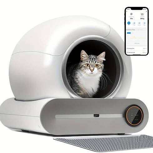 Automatic Cat Litter Box, * Litter Mat, Suitable For 1-*, Self-cleaning 17.17gal+2.38gal Large Capacity Cleaning Robot, App Control, Odor