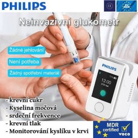 Neinvazivní glukometr Philips bezjehlový prstový glukometr