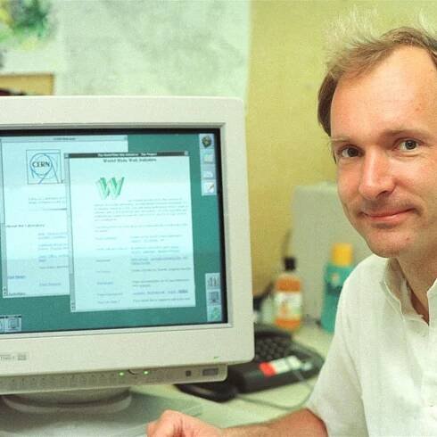 Berners-Lee with the first web software