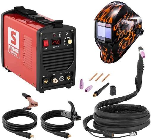 Svařovací set TIG svářečka - 250 A - 230 V - přenosná + Svářecí helma - Firestarter 500 - ADVANCED SERIES