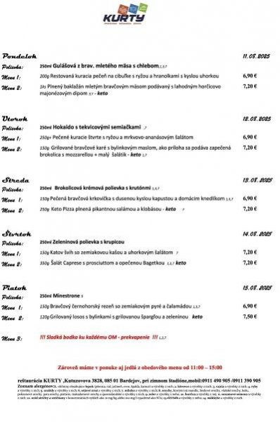 Denné menu Bardejov - zoznam menu | restauracie.sk