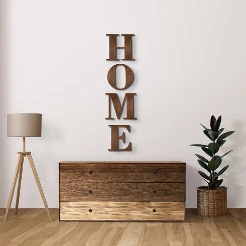 Dřevěný nápis na zeď - HOME Velikost: 140 x 33cm