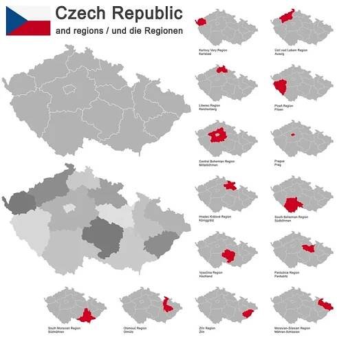 Země Česká republika a regiony — Ilustrace