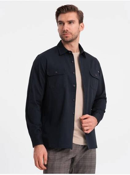 Ombre Clothing - Tmavě modrá pánská svrchní košile Ombre Clothing | ZOOT.cz