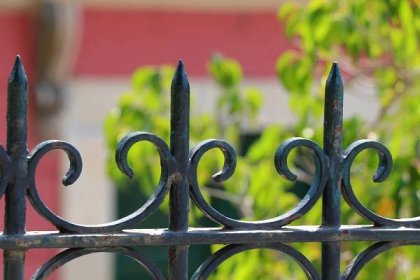 Wrought,Iron,Fence,In,Corfu.,Decorative,Wrought,Iron,Fence.,Metal
