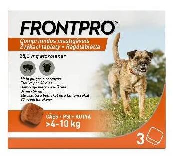 Frontpro Antiparazitární žvýkací tablety pro psy (4-10 kg) 3 tablety