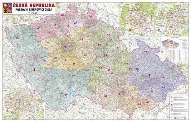 Nástěnná mapa PSČ České republiky PF350




