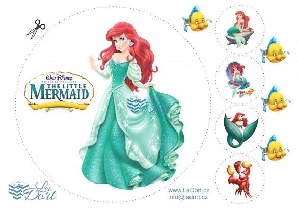 Princezna Ariel od Disneye - A4 - 00303 - LaDort - Lanškrounské dortíky