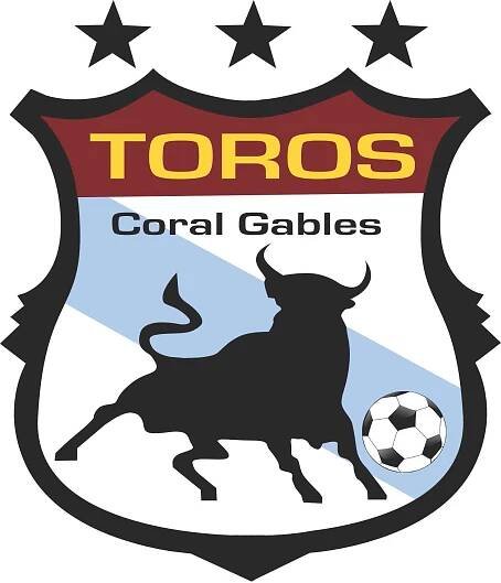 Logo of the Toros soccer team in Coral Gables. Features a bull silhouette, a soccer ball, and the team name.