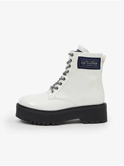 Lee Cooper Bílé dámské kotníkové boty na platformě Lee Cooper
