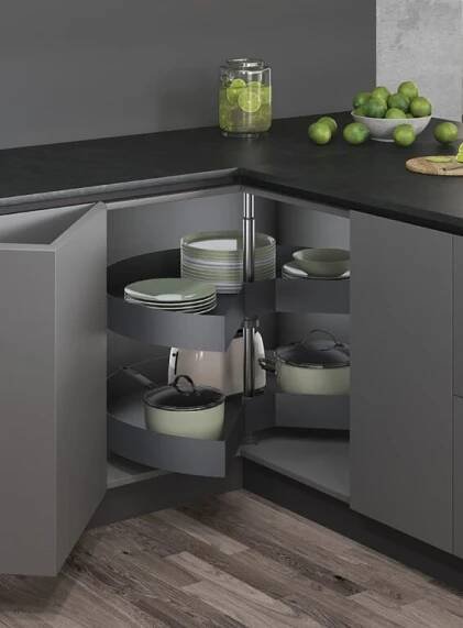 Drátěný program kuchyně | Karusel 270°, WIRELI Style, 700x700x600-850mm, antracit | Drátěný program, nábytkové kování, stavební kování, nářadí, lepidla