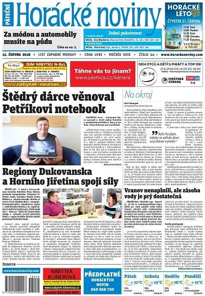 Časopis Horácké Noviny Pátek 15.6.2018 č. 044