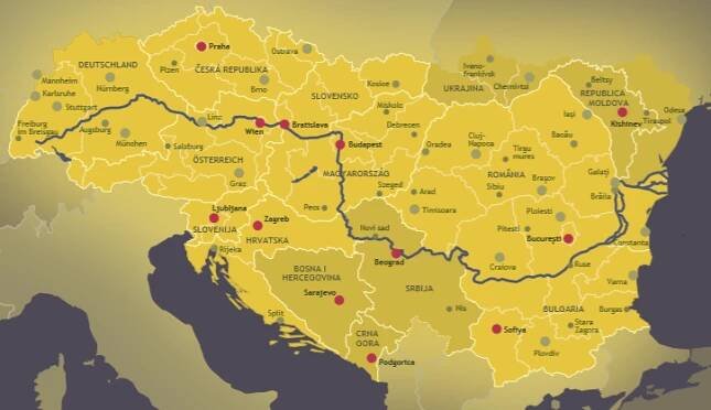 Map of the Danube region