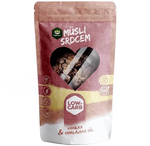TOPNATUR Low carb müsli srdcem vanilka a himalájská sůl 350 g