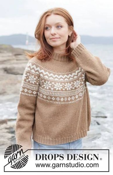 Maple Whisper Sweater / DROPS 262-5 - Strikket genser i DROPS Lima eller DROPS Karisma. Arbeidet strikkes ovenfra og ned med rundfelling, nordisk mønster og dobbel halskant. Størrelse XS - XXXL.