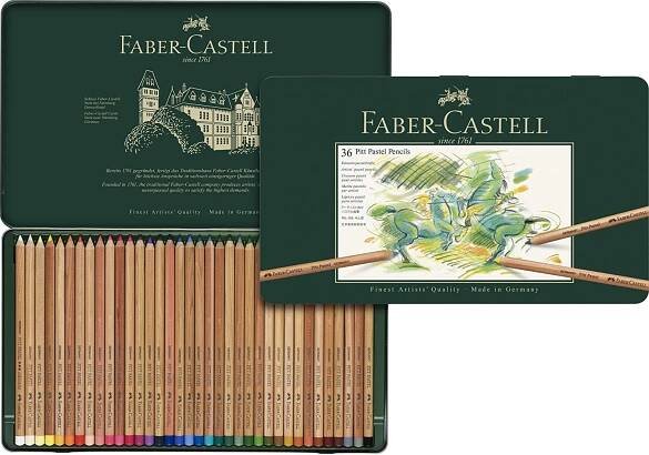Suchý pastel v tužce 36ks Faber Castell sada v plechové krabičce Pitt Pastell