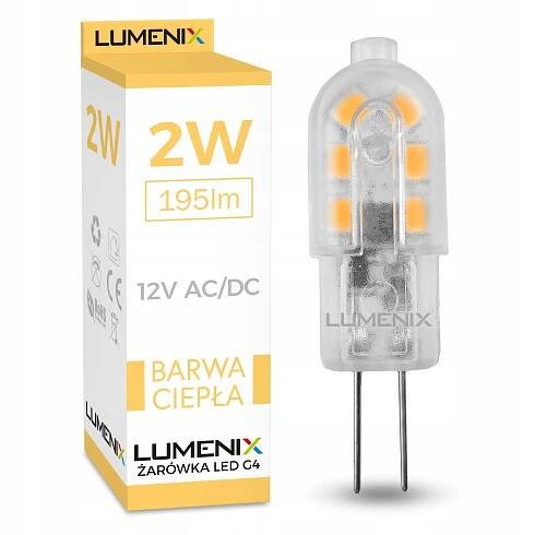 LED žárovka G4 2W mini SILIKON BÍLÁ TEPLÁ 12V AC/DC