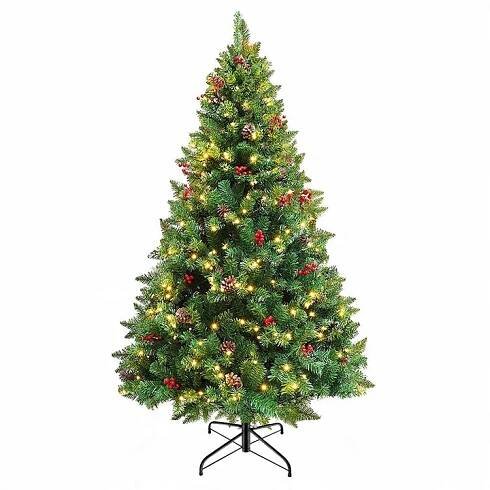 Umělý vánoční stromek se 180 LED, teplá bílá, 150 cm