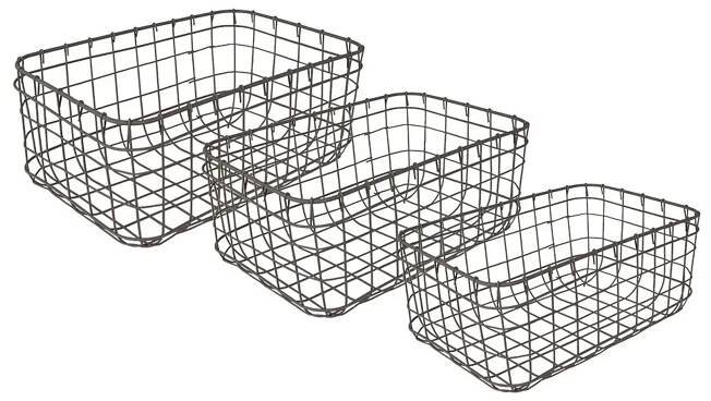 Set 3ks drátěných ozdobných košíků - 30*20*14 / 26*16*12 / 22*12*10 cm