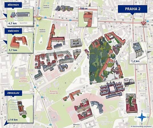 Mapa VFN – Všeobecná fakultní nemocnice v Praze