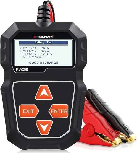 KONNWEI KW208 12V tester baterií, 100-2000 CCA zkoušečka zátěžových strojů pro motorová vozidla, digitální analyzátor auto...
