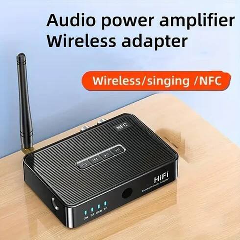 new wireless receiver 5 4 audio adapter microphone for karaoke supports wireless music   hands free calling supports nfc usb tf mic aux rca